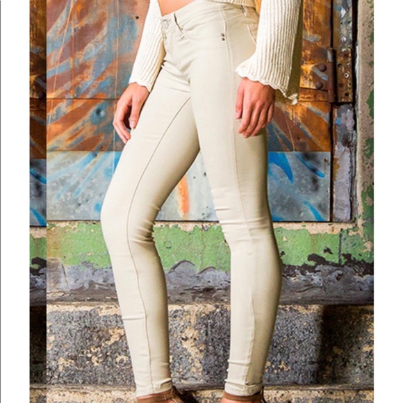 Blue Spice Pants - Blue spice skinny tan pants